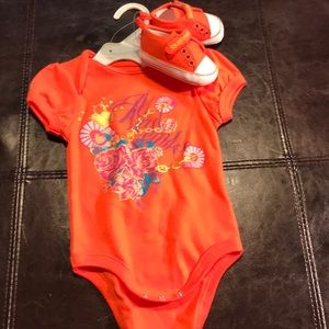 Baby onesie with matching shoes